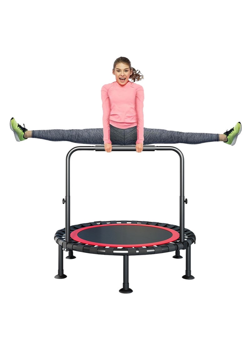 XiuWoo - 40 inch Foldable Mini Trampoline with Adjustable Height Foam Handle, Fitness Indoor Exercise, Body Exercise and Fitness, Stable and Quiet Exercise Foldable for Adults Kids - Image 1