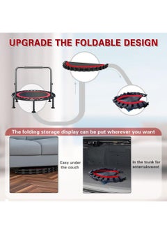 XiuWoo 40 inch Foldable Mini Trampoline with Adjustable Height Foam Handle, Fitness Indoor Exercise, Body Exercise and Fitness, Stable and Quiet Exercise Foldable for Adults Kids  - Image 2