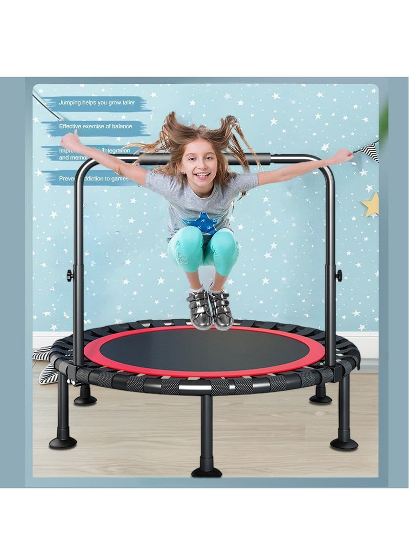 XiuWoo - 40 inch Foldable Mini Trampoline with Adjustable Height Foam Handle, Fitness Indoor Exercise, Body Exercise and Fitness, Stable and Quiet Exercise Foldable for Adults Kids - Image 1