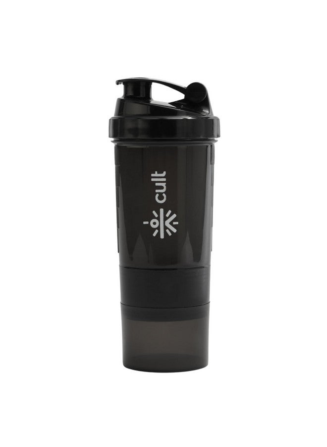 Cult Cult Spider Gym Shaker Bottle | 550ml | 2 Storage Compartment | Workout | Shaker Bottle For Men & Women | Black  - Image 1