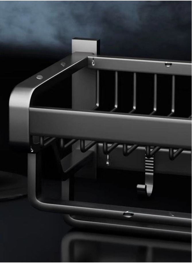 Kutis 1-Piece  Multifunctional Bathroom Shelving / Bathroom Storage Rack Aluminum Black 22 x 57 x 13 Centimeter  - Image 4