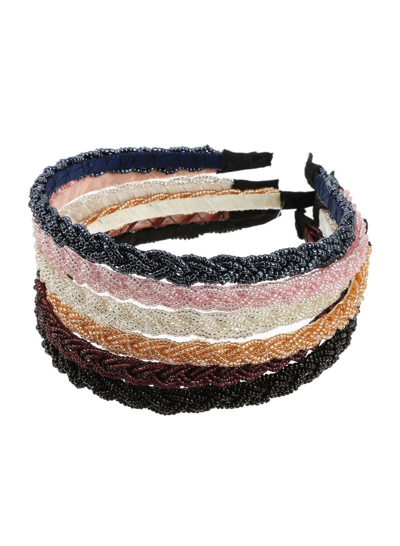 ORiTi 6 Pieces Beaded Hair Hoop Headband, Multiple color - Image 5