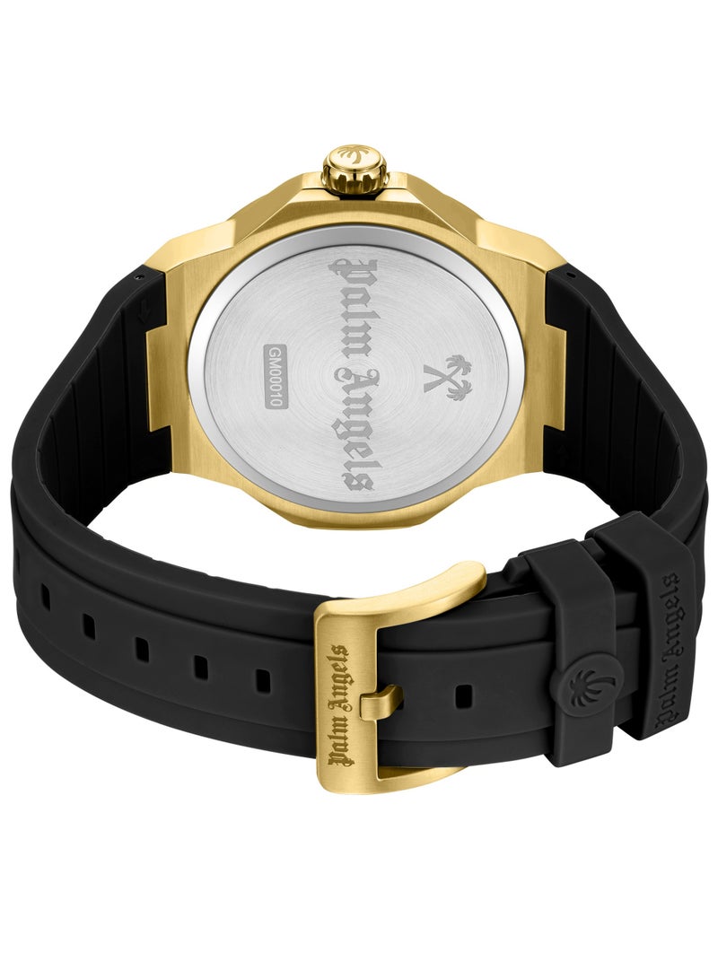 Palm Angels Vello Black Dial Black Silicone Strap Analog Watch for Men, 44mm - Image 3