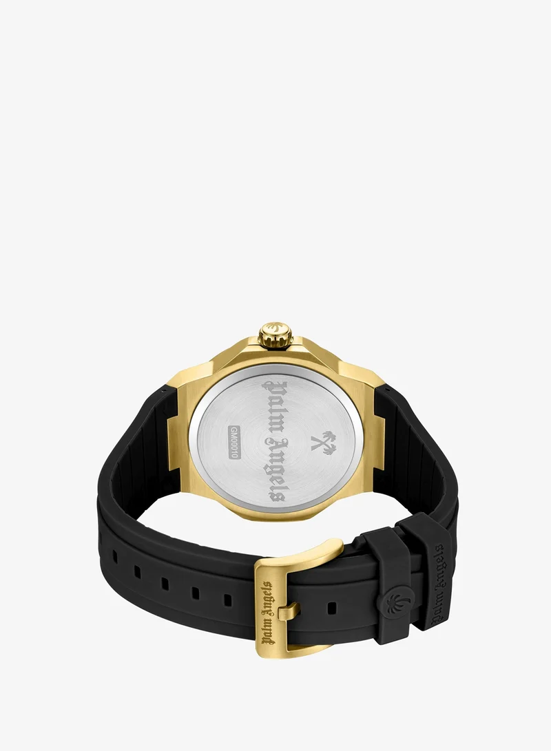 Palm Angels black Vello Black Dial Black Silicone Strap Analog Watch for Men, 44mm for Men | Best Price UAE
