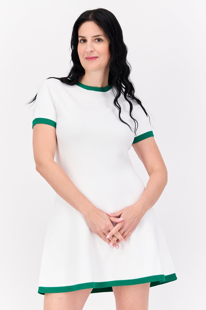 ESPRIT Women Textured Mini Knitted Dress, White - Image 1