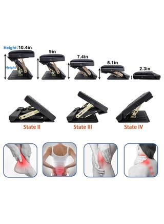 Foot Rest Under Desk Footrest: Ergonomic 4 Level Height Adjustable Footstools Folding Non-Slip Leg Rest with Massage Function for Car Office Home Gaming (Gray) - view 4