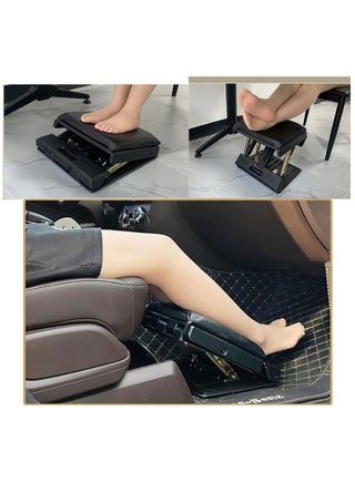Foot Rest Under Desk Footrest: Ergonomic 4 Level Height Adjustable Footstools Folding Non-Slip Leg Rest with Massage Function for Car Office Home Gaming (Gray) - view 3