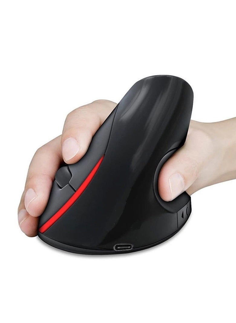 جيرتك ماوس عمودي JR321 لاسلكي قابل لإعادة الشحن، اتصال 2.4 جيجاهرتز، 6 أزرار، نقرة صامتة، بطارية ليثيوم 400 مللي أمبير/ساعة، زر تشغيل/إيقاف، مستشعر بصري بدقة 1600 نقطة في البوصة، لأجهزة ماك وويندوز | أسود - Image 3