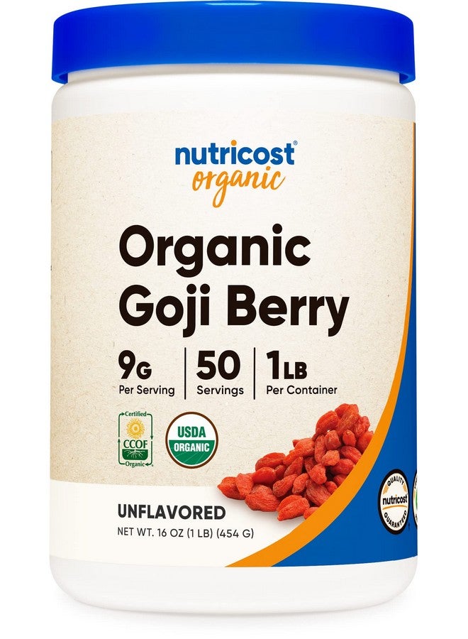 Nutricost مسحوق توت غوجي العضوي (1 رطل) معتمد من وزارة الزراعة الأمريكية عضوي خالي من الغلوتين غير معدل وراثيًا نباتي - Image 1