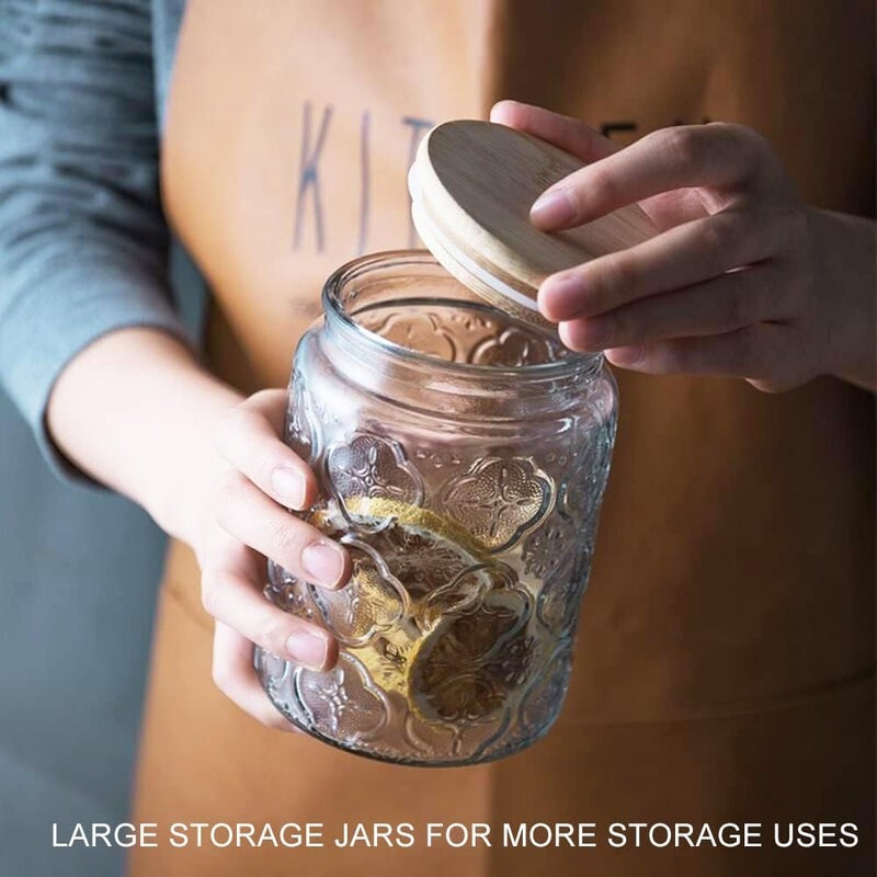 BEWAVE Vintage Glass Jar, 700ml Food Storage Containers Clear Mason Jars With Airtight Lid for Kitchen Counter,Coffee, Tea, Sugar, Candy, 2 Pack - Image 4
