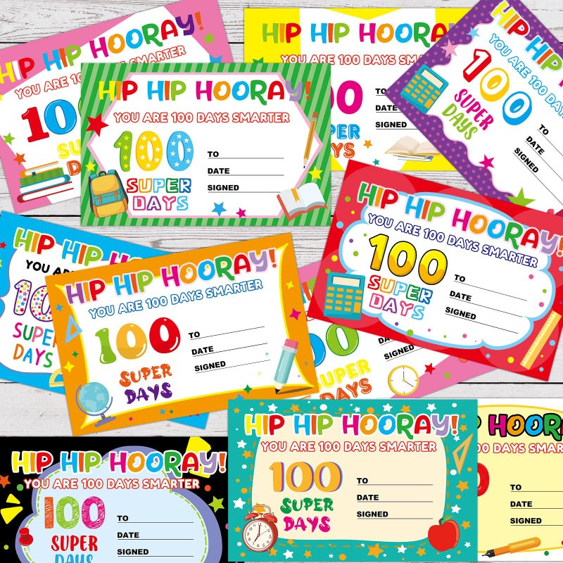 Ceiba Tree 100 Days of School Award Certificates and Smarter Badge Stickers Happy 100th Day of School Recognition Rewards for Kids Kindergarten Preschool Classroom - Image 5