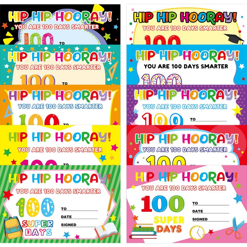 Ceiba Tree 100 Days of School Award Certificates and Smarter Badge Stickers Happy 100th Day of School Recognition Rewards for Kids Kindergarten Preschool Classroom - Image 2