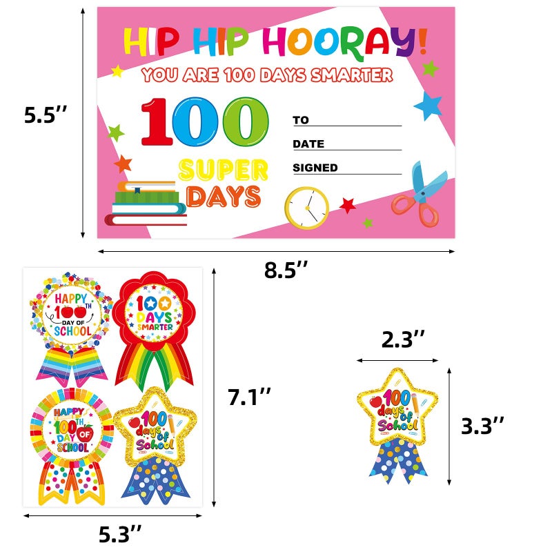 Ceiba Tree 100 Days of School Award Certificates and Smarter Badge Stickers Happy 100th Day of School Recognition Rewards for Kids Kindergarten Preschool Classroom - Image 4