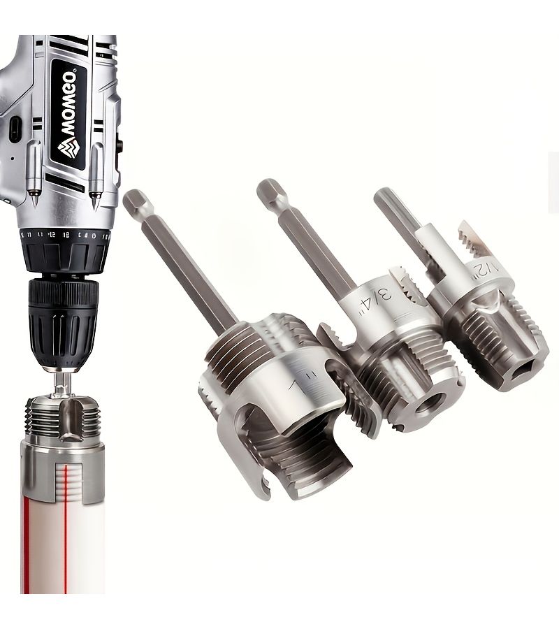 6 Pcs Heavy Duty Alloy Pipe Threading Tool Set 1 2 3 4 1 Inch Internal External Thread PVC Plastic - Image 1