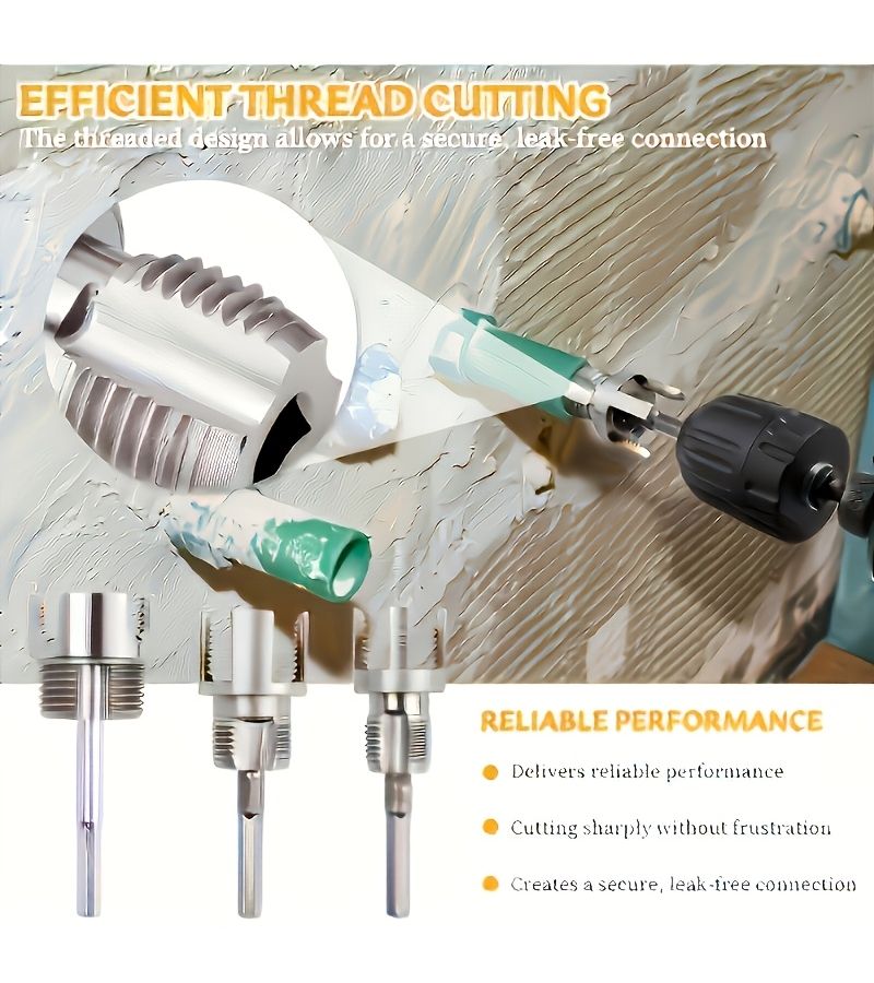 6 Pcs Heavy Duty Alloy Pipe Threading Tool Set 1 2 3 4 1 Inch Internal External Thread PVC Plastic - Image 2