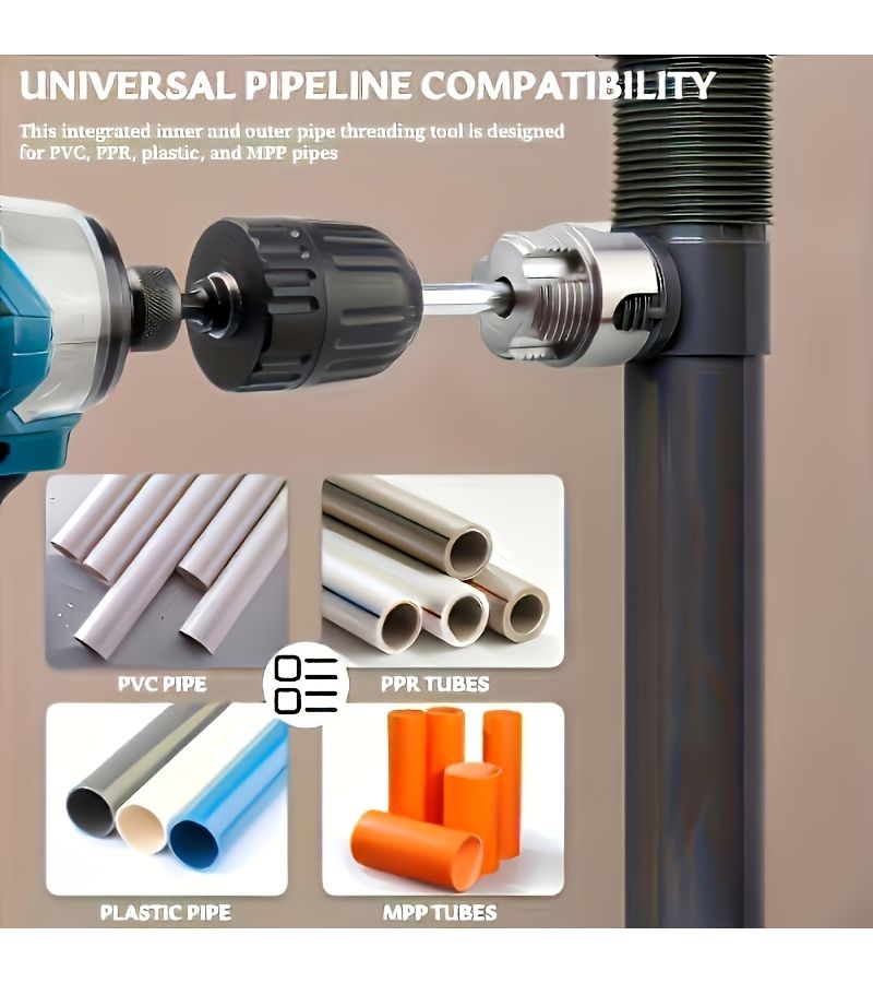 6 Pcs Heavy Duty Alloy Pipe Threading Tool Set 1 2 3 4 1 Inch Internal External Thread PVC Plastic - Image 4