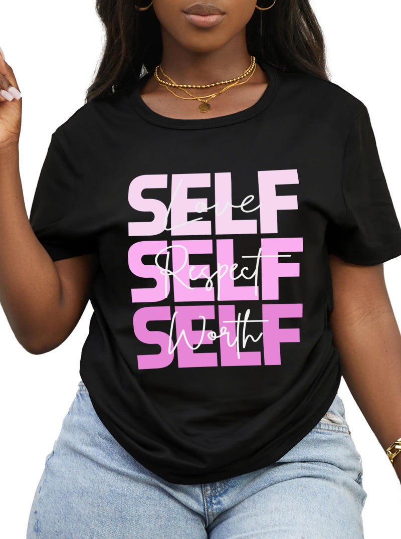 Hilinker Women's Funny Graphic Tees Summer Cute Tops Casual Loose Short Sleeve T Shirts Black Self Small - Image 3