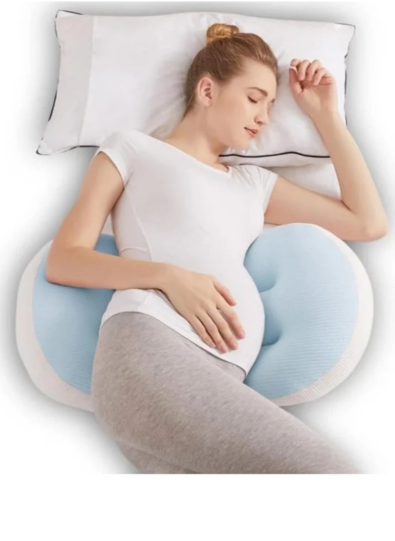 AIYISHI Maternity Pillow, Pregnancy Body Pillow Support for Back, Legs, Belly, Hips of Pregnant Women, Detachable and Adjustable with Pillow Cover (Blue)  - Image 2