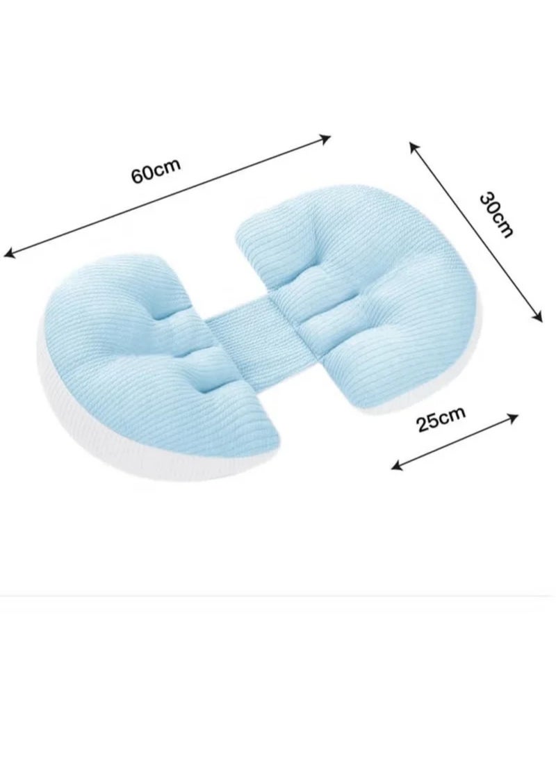AIYISHI Maternity Pillow, Pregnancy Body Pillow Support for Back, Legs, Belly, Hips of Pregnant Women, Detachable and Adjustable with Pillow Cover (Blue)  - Image 3