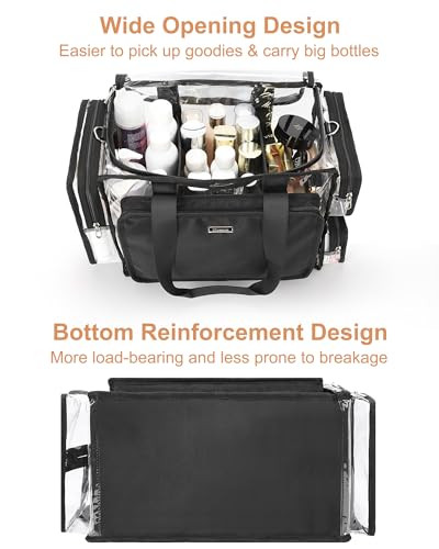 Relavel Clear Makeup Bag Extra Large Makeup Artist Kit Set, Cosmetic Storage Organizer Hair Stylist Traveling Bag, Transparent Tote Duffle Beach Toiletry Bag with Adjustable Dividers & Shoulder Strap - Image 2