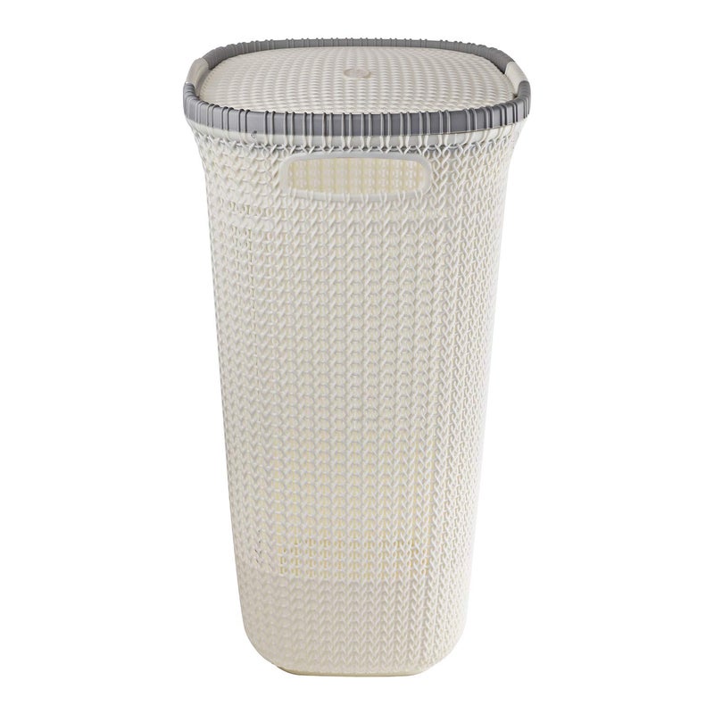 Cello Creta Laundry Bag/Basket with lid, White, 50 Ltrs., Plastic - Image 5