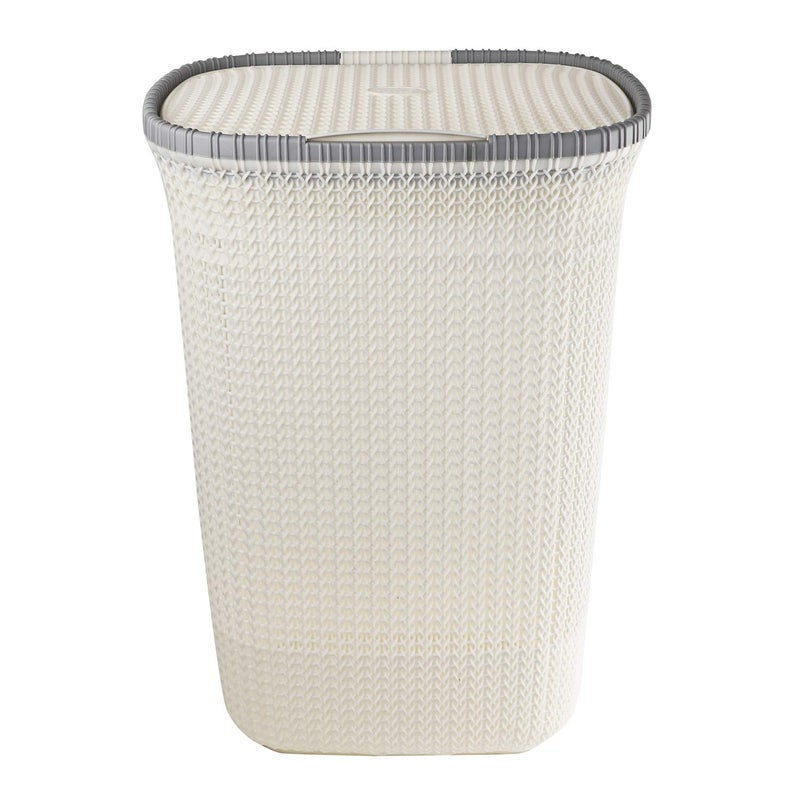 Cello Creta Laundry Bag/Basket with lid, White, 50 Ltrs., Plastic - Image 1