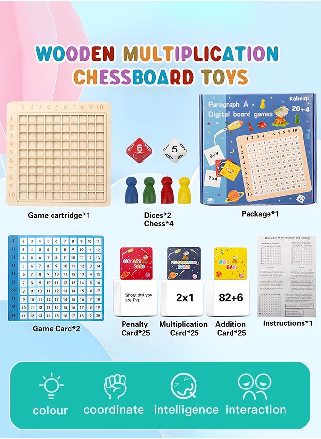 MIXDE Wooden Montessori Math Multiplication Board Game,9X9 Math Games Educational Board Games, Preschool Funny Counting Toy  - Image 4