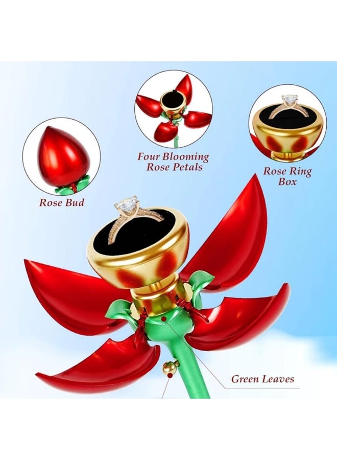 Luxury Red Rose Jewelry Gift Box Necklace or ring- Romantic Rotating Sphere Gift Case with Matching Gift Bag and Box for Valentine's Day, Anniversaries, and Birthdays (Flower) - Image 4