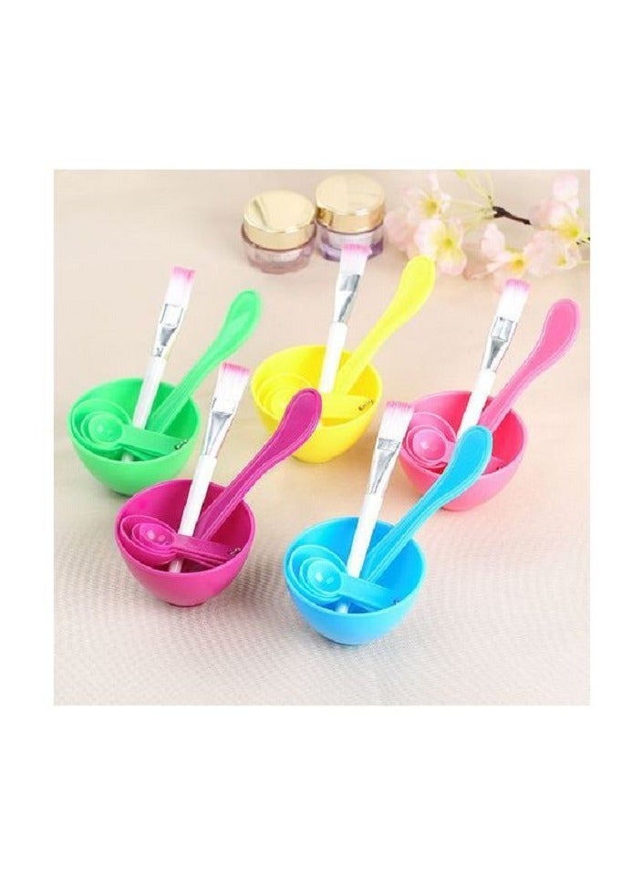 Generic 4 in 1 Facial Mask Bowl Mixing Brush Spoon Set for Facial Skin Care and DIY Makeup for Girls Women (Assorted Colors) - Image 4