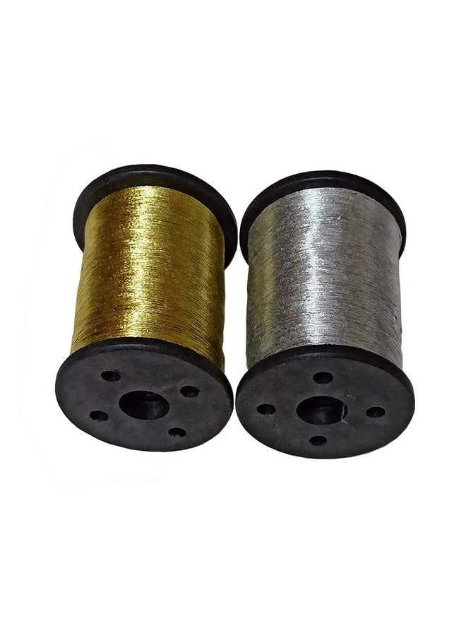 Dhruv Crafts Metallic Zari Thread Gold Silver Embroidery Thread Combo for Sewing Hand Embroidery Blouse Saree Dupatta DIY Craft Supplies (Silver & Gold) Pack of 2 - Image 2