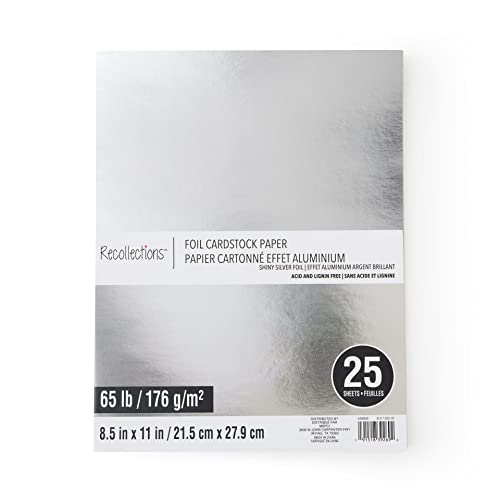Recollections 25 Sheets Shiny Silver Foil 85 x 11 Cardstock Paper Acid and Lignin Free Paper for Scrapbooks Arts Crafts 1 Pack - Image 1