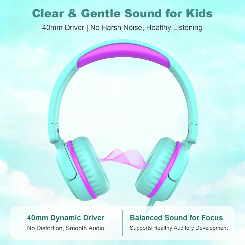 IMYB Kids Headphones - IMYB Over-Ear Headphones for Kids/Children/Teens/Boys/Girls/Smartphones/School/Kindle/Airplane Travel/Plane/Tablet, Lightweight Headset with Aux 3.5mm Jack Connection - Image 3