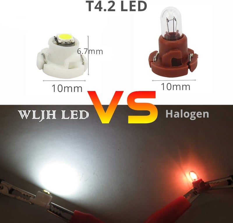 WLJH 10x White T4.2 Neo Wedge LED 3030 Chipset 10mm Base Car Instrument Cluster Dashboard Bulbs - Image 3