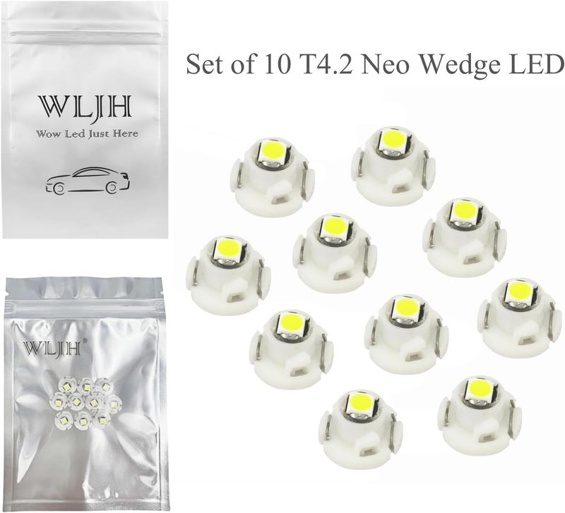 WLJH 10x White T4.2 Neo Wedge LED 3030 Chipset 10mm Base Car Instrument Cluster Dashboard Bulbs - Image 4