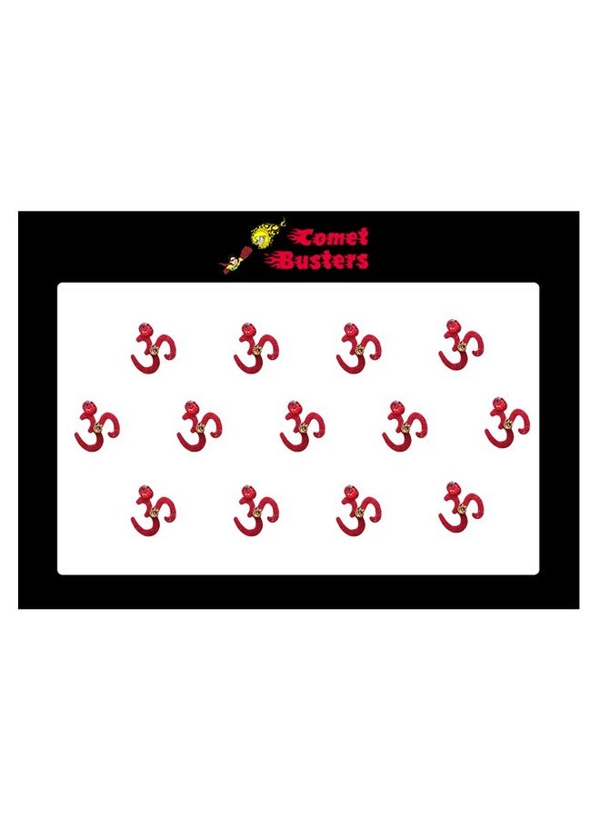 Comet Busters Comet Busters Fancy Red Om Bindi With Stone Work (BIN1145)(8mm) - Image 3