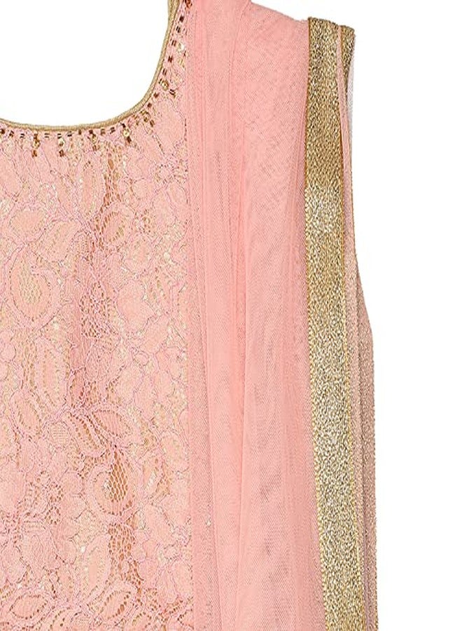 BIBA Girl's Ethnic Pink Cotton Ethnic Wear Lehenga Set (Size_3) | Finish Type: readymade - Image 2