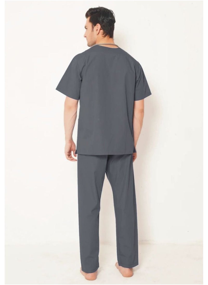 SPACEDOUT - Medical Scrub Set | V-Neck Top Overlap and Elasticated Drawstring Pant | Nursing Uniform Suit - Image 1