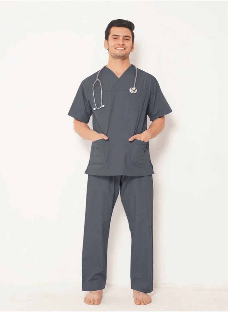 SPACEDOUT - Medical Scrub Set | V-Neck Top Overlap and Elasticated Drawstring Pant | Nursing Uniform Suit - Image 1