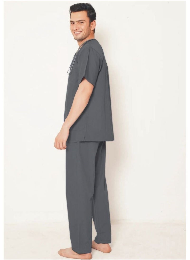 SPACEDOUT - Medical Scrub Set | V-Neck Top Overlap and Elasticated Drawstring Pant | Nursing Uniform Suit - Image 1