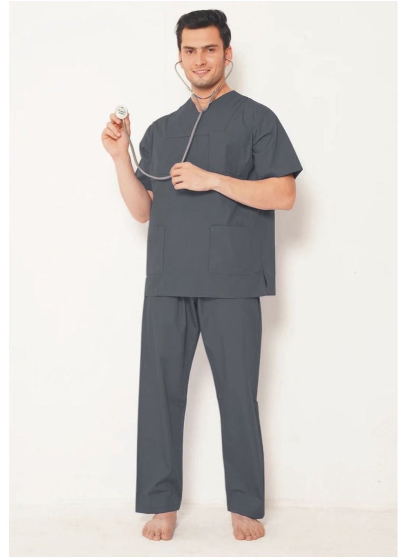 SPACEDOUT - Medical Scrub Set | V-Neck Top Overlap and Elasticated Drawstring Pant | Nursing Uniform Suit - Image 1