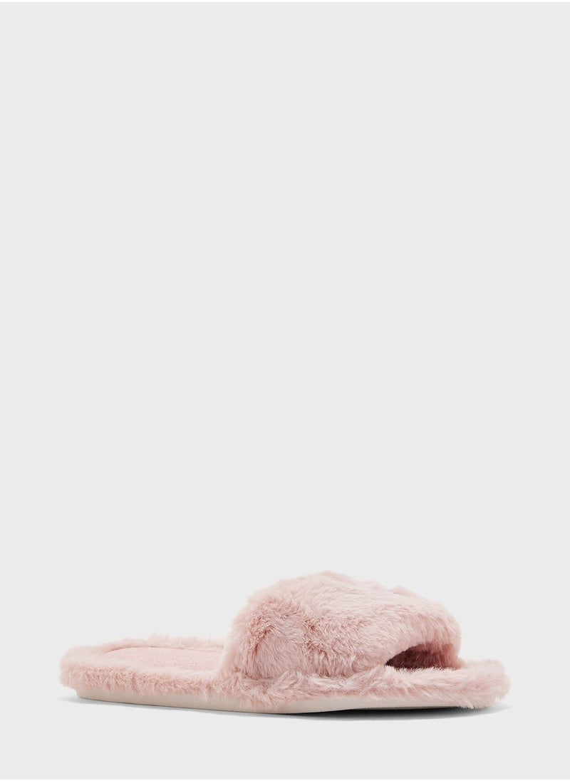 Ginger Open Toe Fluffy Bedroom Slippers - Image 1
