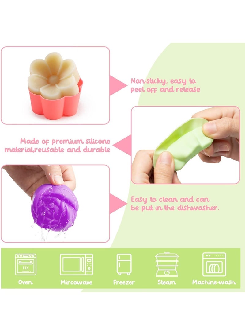 42Pcs Mini Size Silicone Molds, 2 x 0.98 inch Cupcake Multi Flower Shapes Baking Cups Non-Stick Donut Wrapper Mold Muffin Liners Washable for Pan Oven Microwave Dishwasher - Image 3