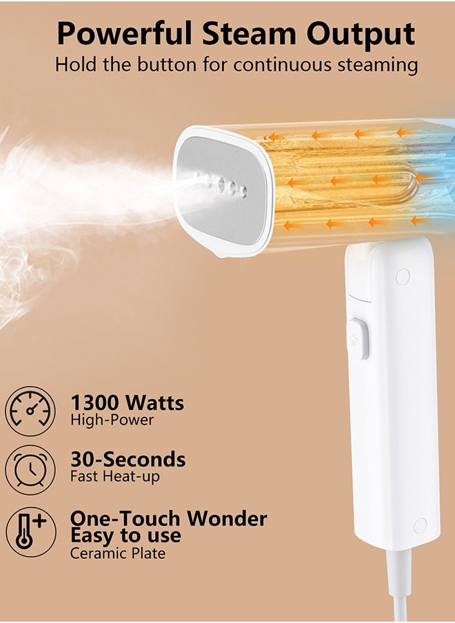 Lofans 2 in 1 Garment Steamer 1300W Foldable Steam Iron with High Steam Volume, Handheld Portable Steamer Clothes GT306 Fold-White  - Image 4