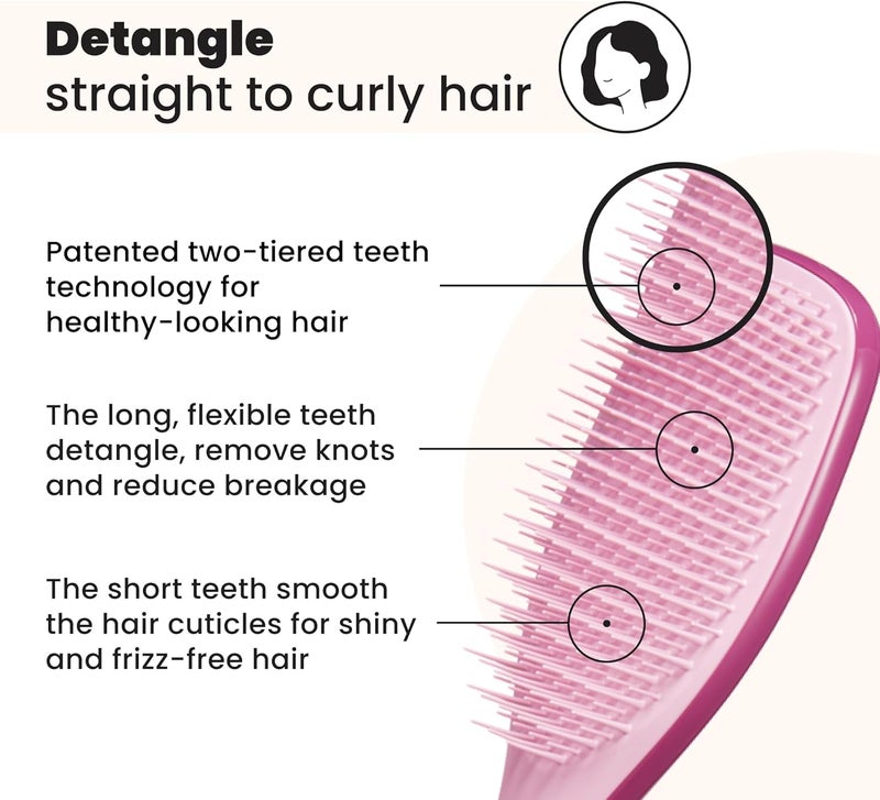 TANGLE TEEZER All territory compatible build The Ultimate Detangler Hairbrush | For Wet & Dry Hair | Detangles All Hair Types | Reduces Breakage, Eliminates Knots | Two-Tiered Teeth & Comfortable Handle | Raspberry Rouge Global production standard crafted - Image 2