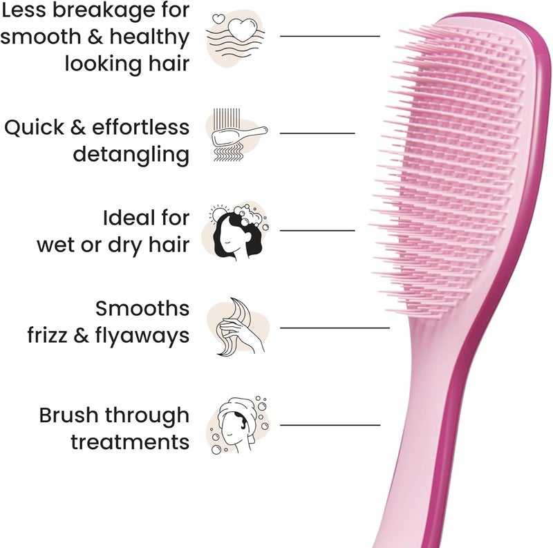 TANGLE TEEZER All territory compatible build The Ultimate Detangler Hairbrush | For Wet & Dry Hair | Detangles All Hair Types | Reduces Breakage, Eliminates Knots | Two-Tiered Teeth & Comfortable Handle | Raspberry Rouge Global production standard crafted - Image 4