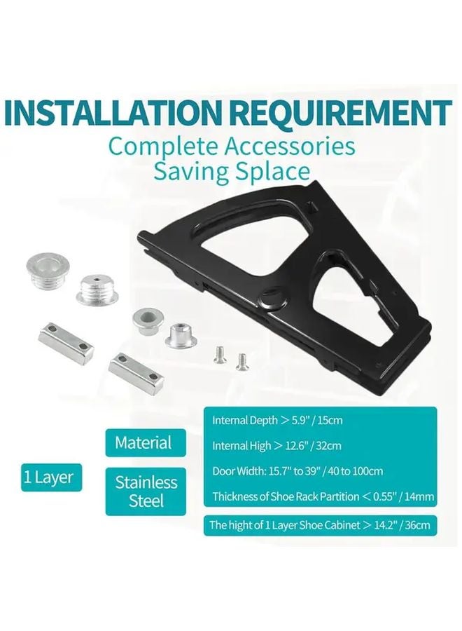 2Pcs Black Corrosion Resistant Heavy Duty Iron Shoe Cabinet Door Hinges With Screws - Image 5