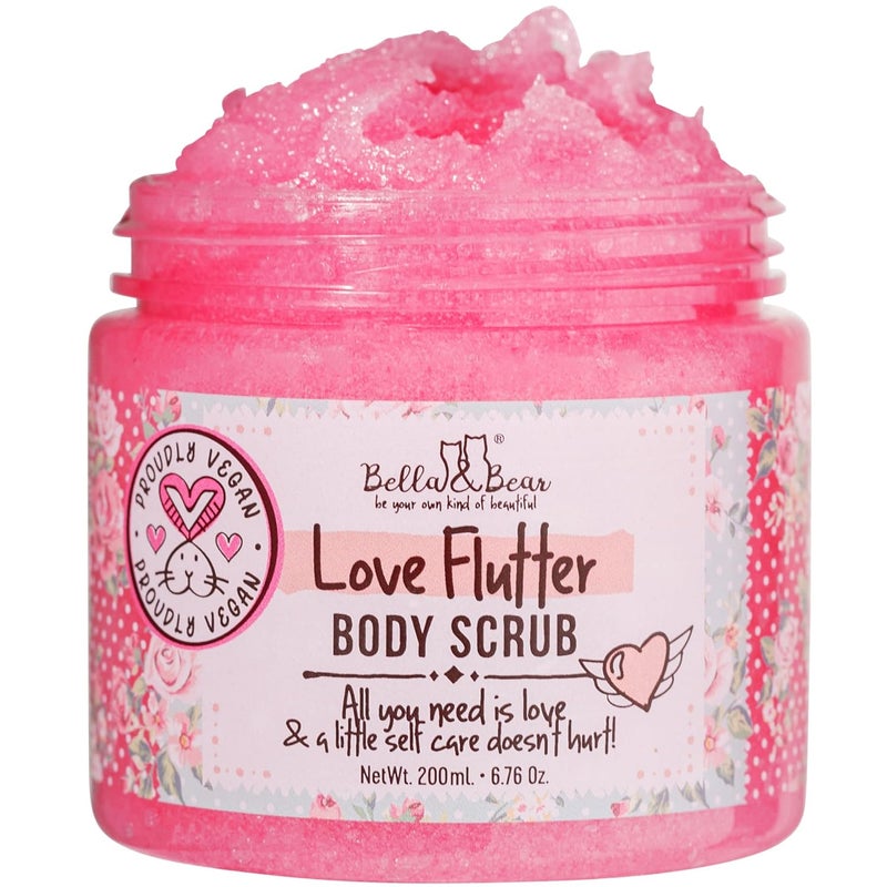 Bella and Bear Bella Bear Love Flutter Body Scrub Polish Exfoliating Nourishing Scrubber for Soft Moisturized Skin Perfect Valentines Gift for Pampering Your Loved Ones - Image 1