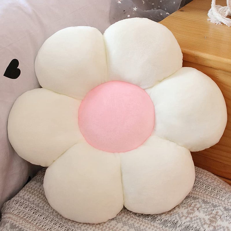 lannery lannery Flower Plush Throw Pillows  Flower Floor Pillow Seating Cushion Toy for Reading  Room  Watching TV (11.8""  White-1)  - Image 1