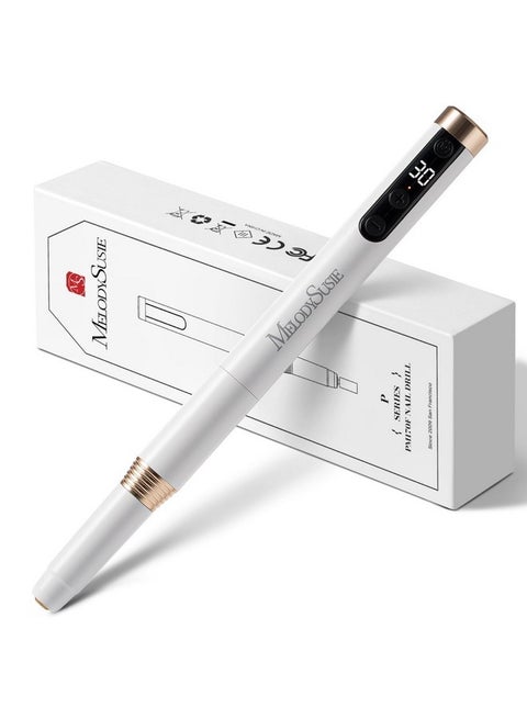 طقم مثقاب أظافر Pm170F للأظافر الأكريليكية، مبرد أظافر لاسلكي خفيف الوزن قابل لإعادة الشحن بسرعة 30000 دورة في الدقيقة و30 سرعة، مجموعة مانيكير وأظافر 6 في 1 مع رؤوس مثقاب أظافر وأشرطة صقل وأداة تلميع، أبيض