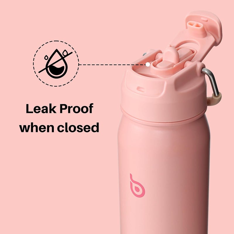 BOTTLE BOTTLE 24 oz Insulated Stainless Steel Sports Water Bottle with Straw and Pill Holder - Salmon - Image 4